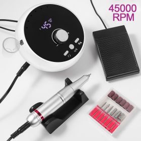 45000RPM Professional Electric Nail Drill Manicure Machine Low Noise Nails Sander Set Portable Nail Drill Tools, Used For Sanding And Polishing, (Option: White)
