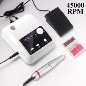 Electric Nail Drill Professional - 45000 RPM Nail File Kit Machine With LCD Display, Hand & Foot Control Low Noise For Acrylic, Gel Nails, Manicu (Option: White)