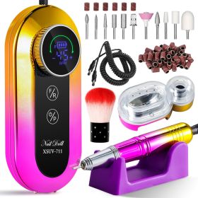 45000RPM Professional Nail Drill Kit, Nail Polishing Machine Includes Polishing Head And Drill Head, Basic Nail Tool Kit. Nail File Machine Kit U (Option: Yellow)