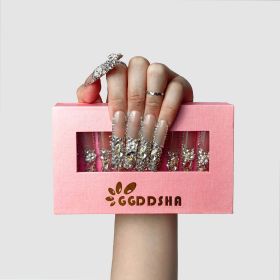 GGddsha 2024 New PMMA Acrylic Press On Nails StunningBling Nails, Rhinestone Fake Nails, Glitter Rhinestone NailsGradient Fake NailsCrystal Casca (Option: L)